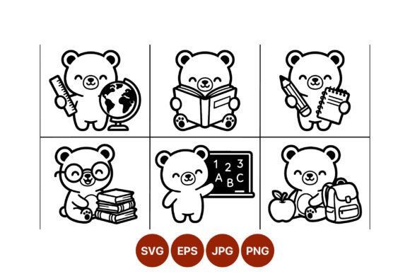 Cute Bear School Supplies Vector: Embroidery Review