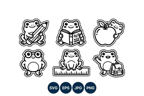Cute Frog School Items Line Art: Designer Review