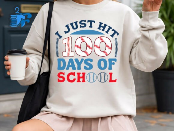I Just Hit 100 Days of School Baseball Design