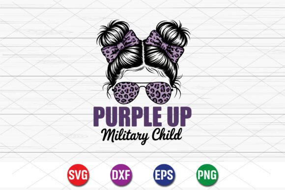 Purple Up Military Child Girl Design SVG