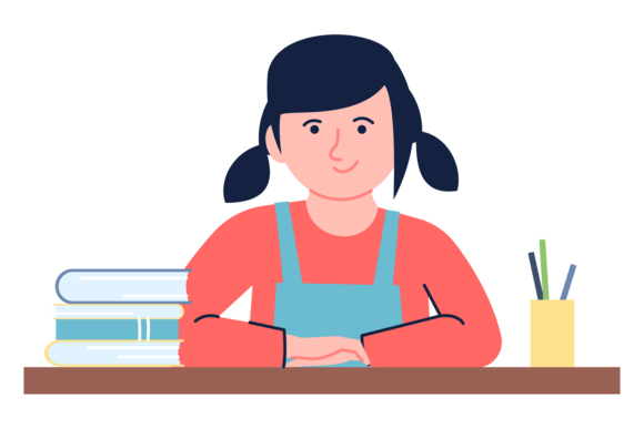School Girl Design: A Cheerful Embroidery Asset
