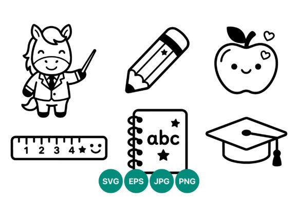 Teacher Horse Pencil Apple Ruler